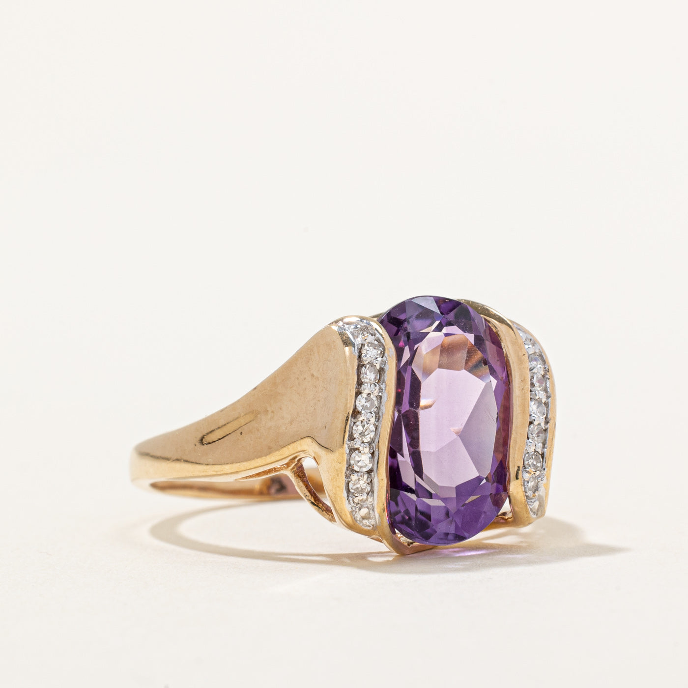 Amethyst & Diamond Cocktail Ring | 5.00ct, 0.10ctw | SZ 9.75 |