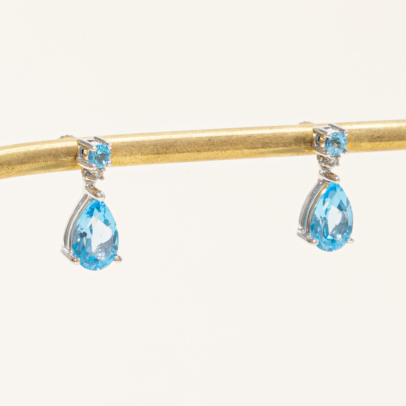 Blue Topaz & Diamond Earrings | 3.00ctw, 0.02ctw |