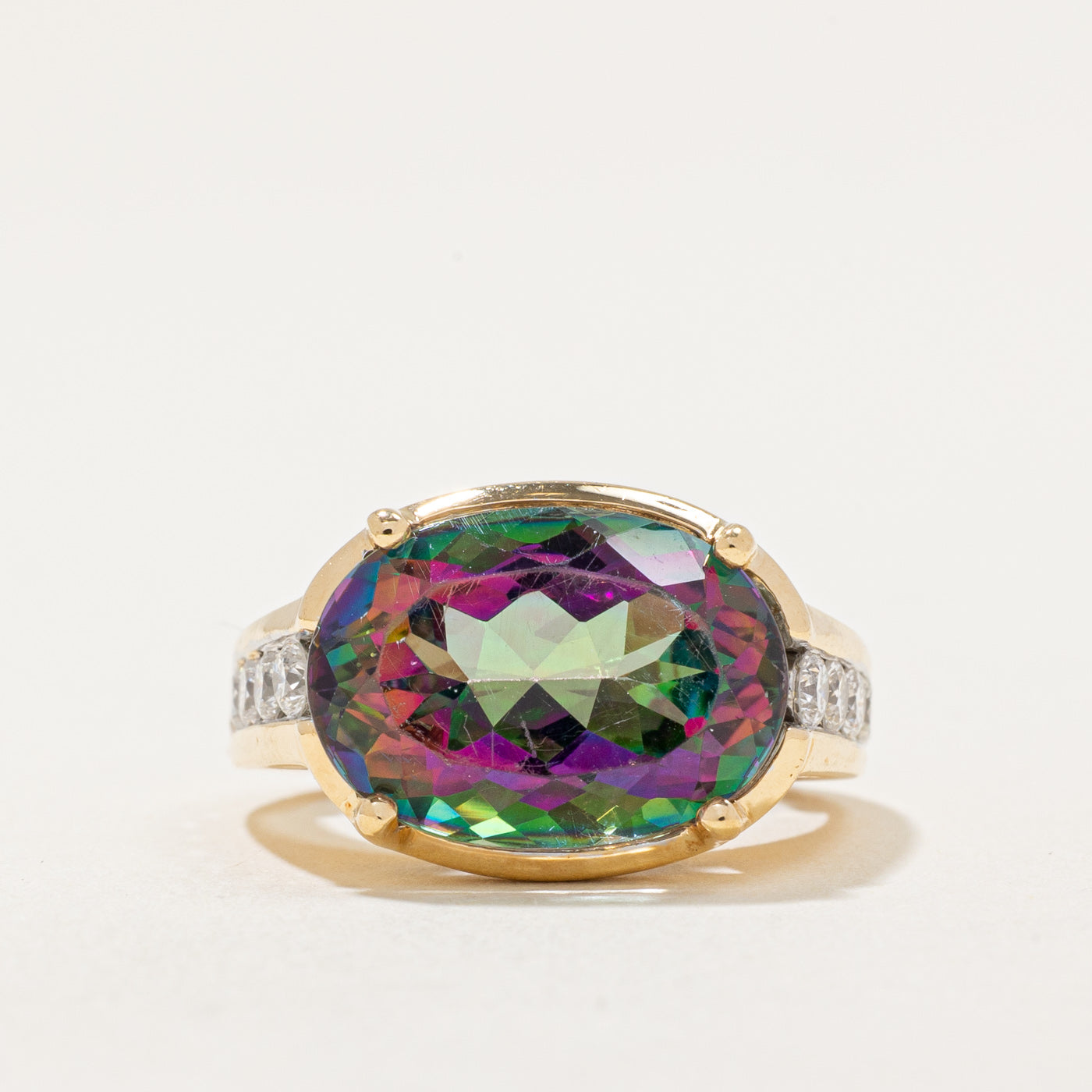 Mystic Topaz & Diamond Cocktail Ring | 7.00ct, 0.40ctw | SZ 4 |