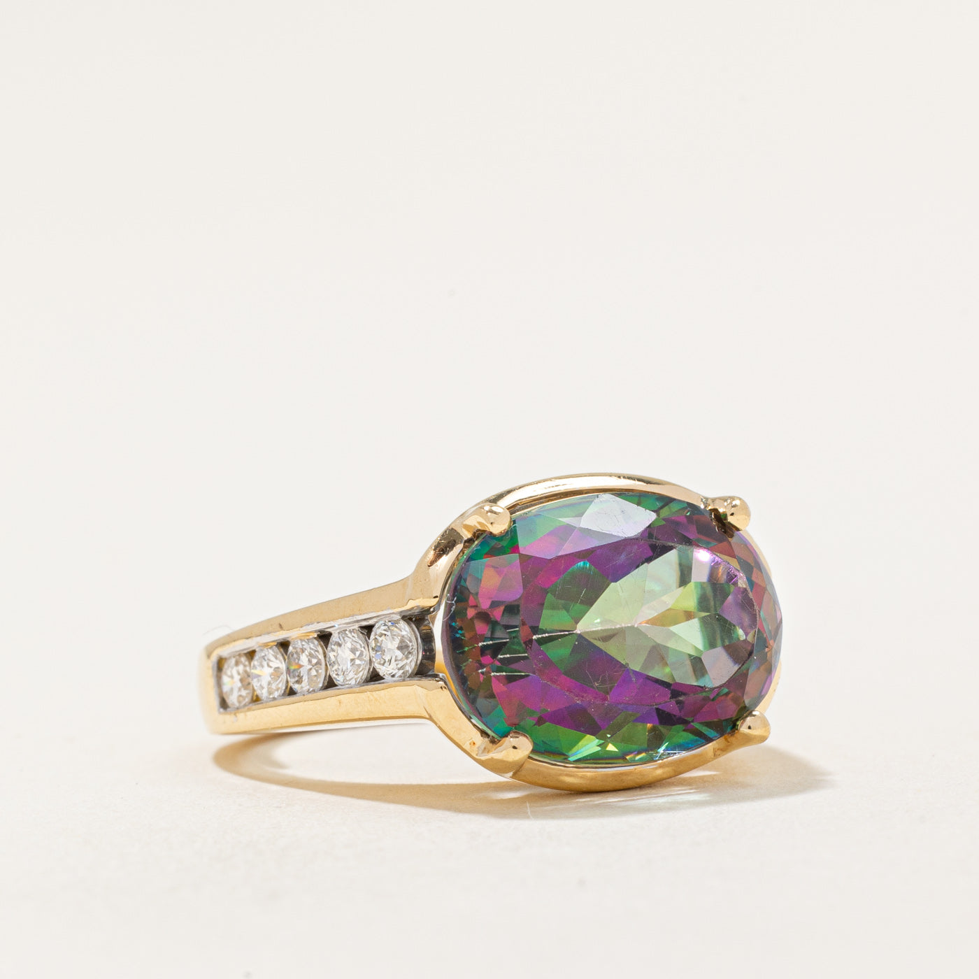 Mystic Topaz & Diamond Cocktail Ring | 7.00ct, 0.40ctw | SZ 4 |