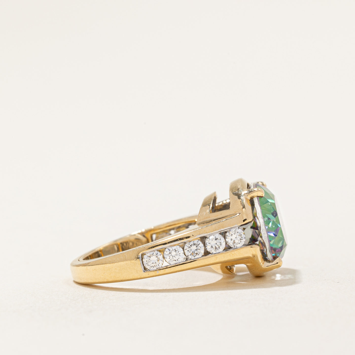 Mystic Topaz & Diamond Cocktail Ring | 7.00ct, 0.40ctw | SZ 4 |