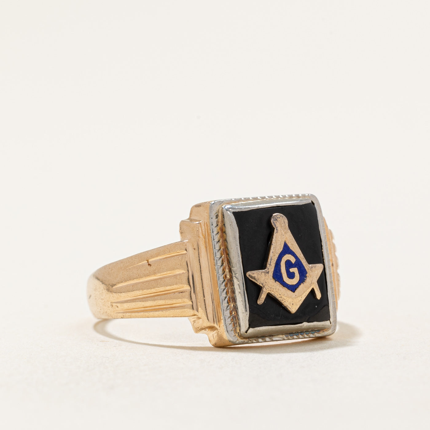 Black Onyx Free Masons Ring | 2.00ct | SZ 9 |