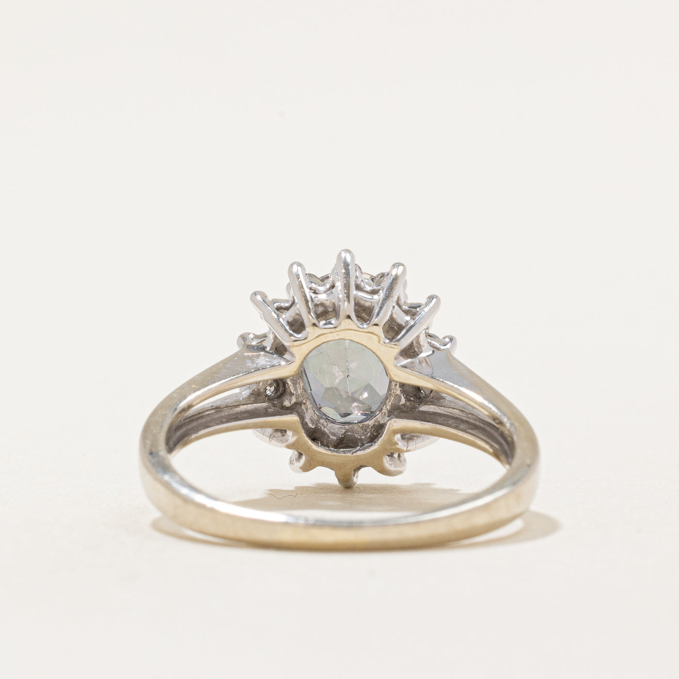 Mystic Topaz & Diamond Halo Ring | 1.25ct, 0.12ctw | SZ 5 |