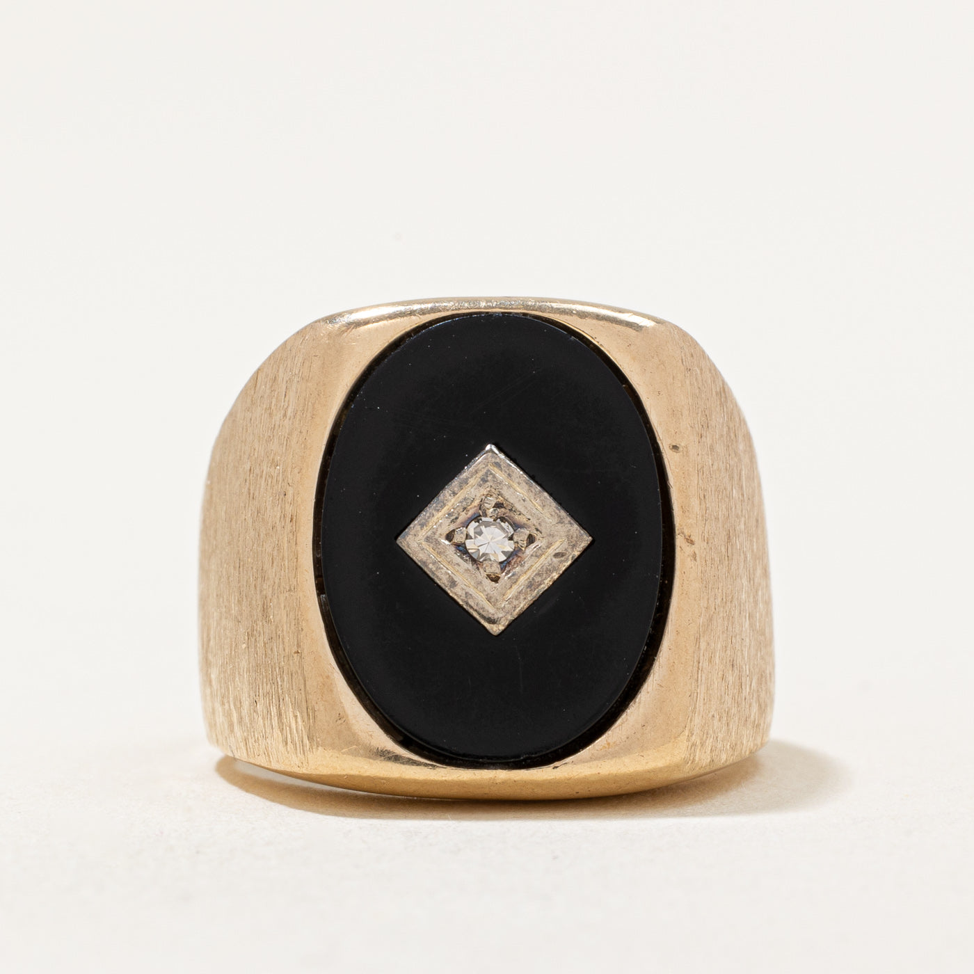 Onyx & Diamond Cocktail Ring | 4.00ct, 0.02ct | SZ 4.75 |
