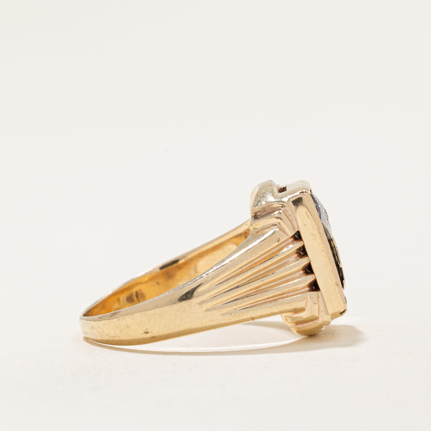 Onyx & Diamond 'H' Signet Ring | 3.20ct, 0.01ct | SZ 9.5 |