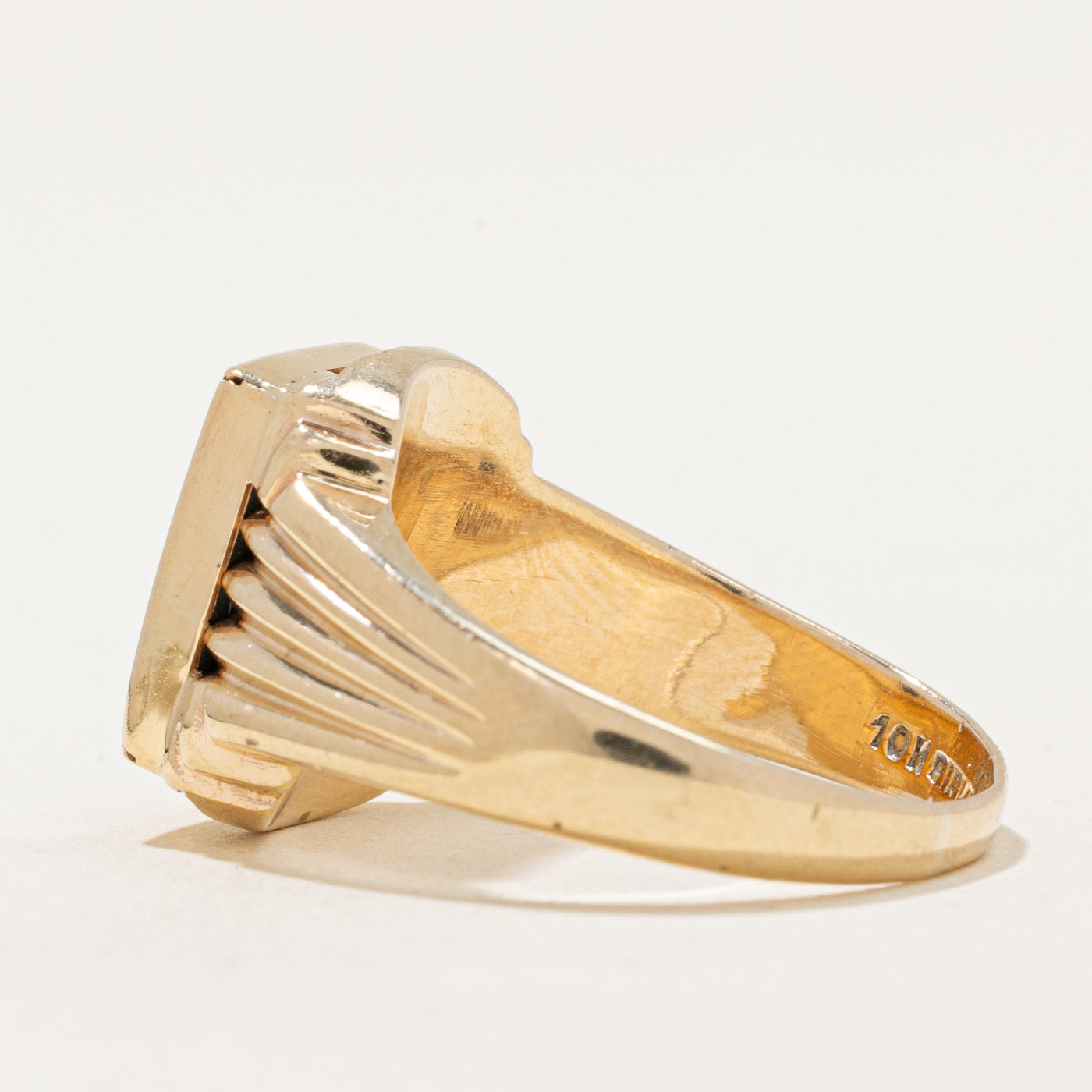 Onyx & Diamond 'H' Signet Ring | 3.20ct, 0.01ct | SZ 9.5 |