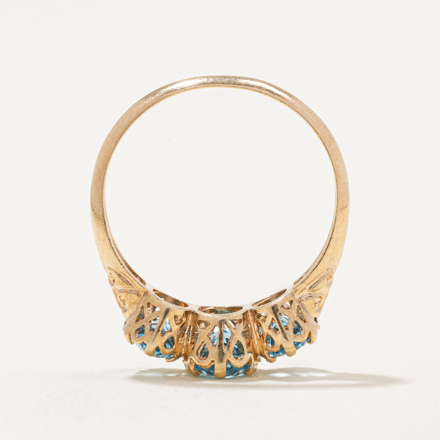 Bague trois pierres en topaze bleue | 1,90 ct | Taille 7,25 |