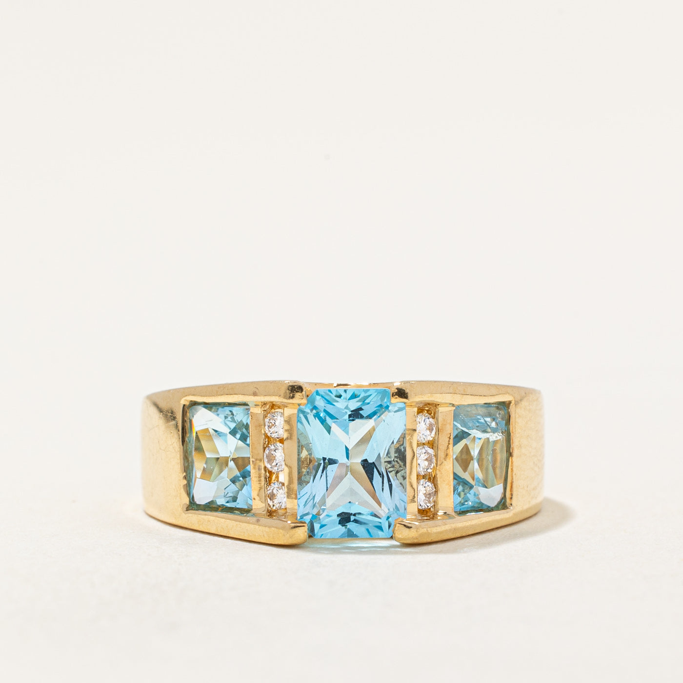 Blue Topaz & Diamond Cocktail Ring | 2.00ctw, 0.06ctw | SZ 5.5 |