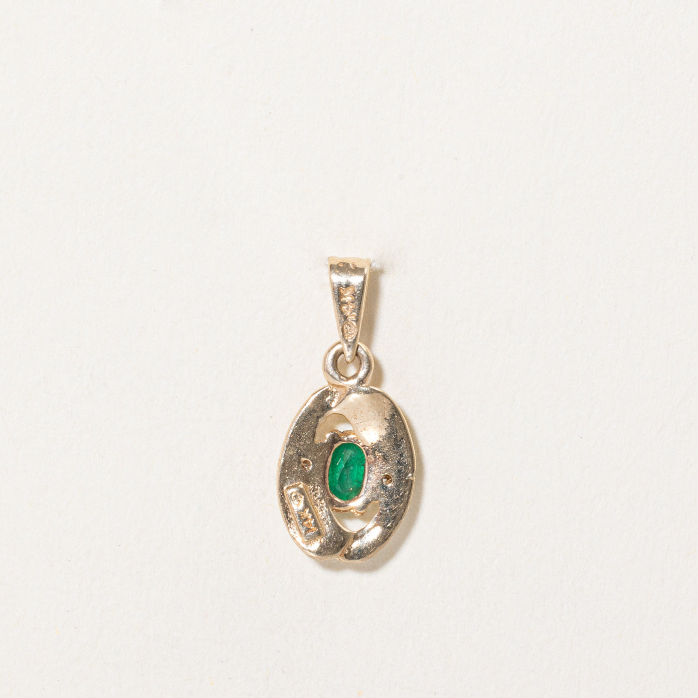 Oval Cut Emerald & Diamond Pendant | 0.20ct, 0.01ctw |