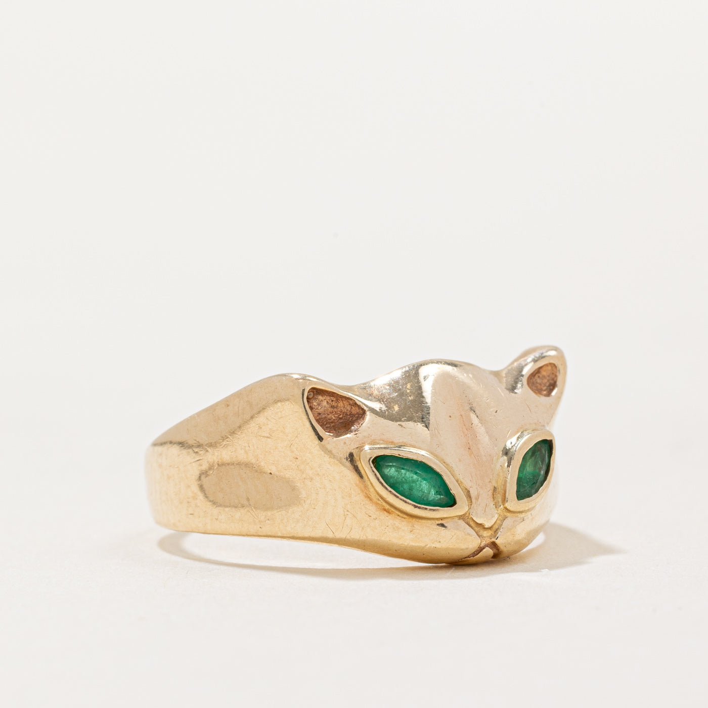 Bague tête de chat émeraude | 0,06 ct | Taille 7 |