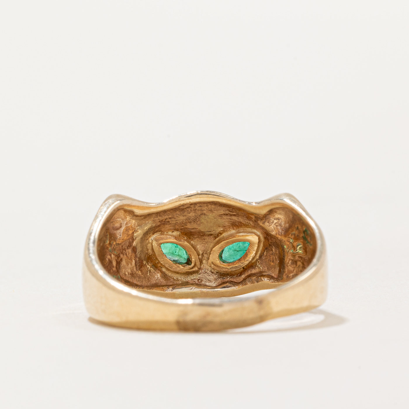 Bague tête de chat émeraude | 0,06 ct | Taille 7 |