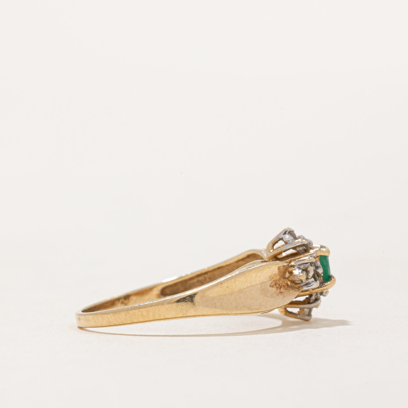 Emerald & Diamond Cluster Ring | 0.10ct, 0.06ctw | SZ 7.75 |