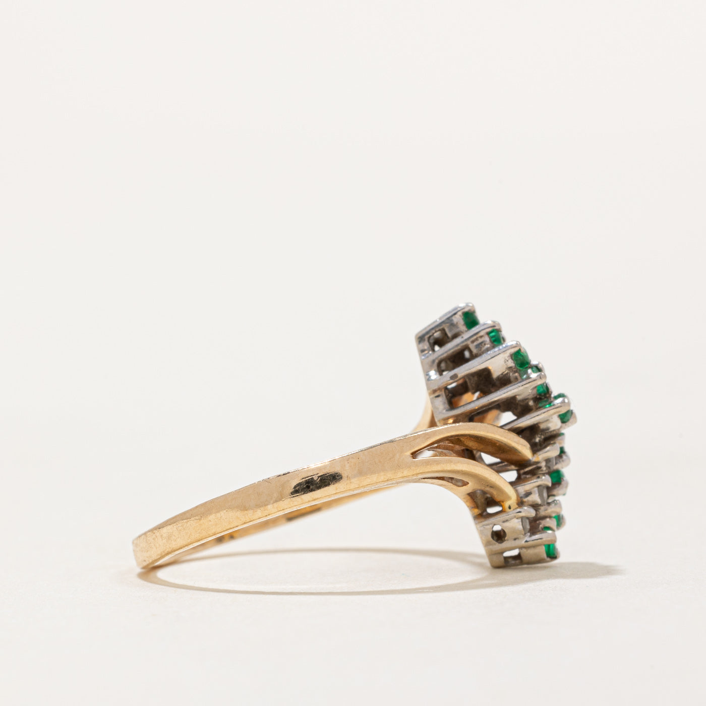 Emerald & Diamond Waterfall Ring | 0.09ctw, 0.06ctw | SZ 6.5 |