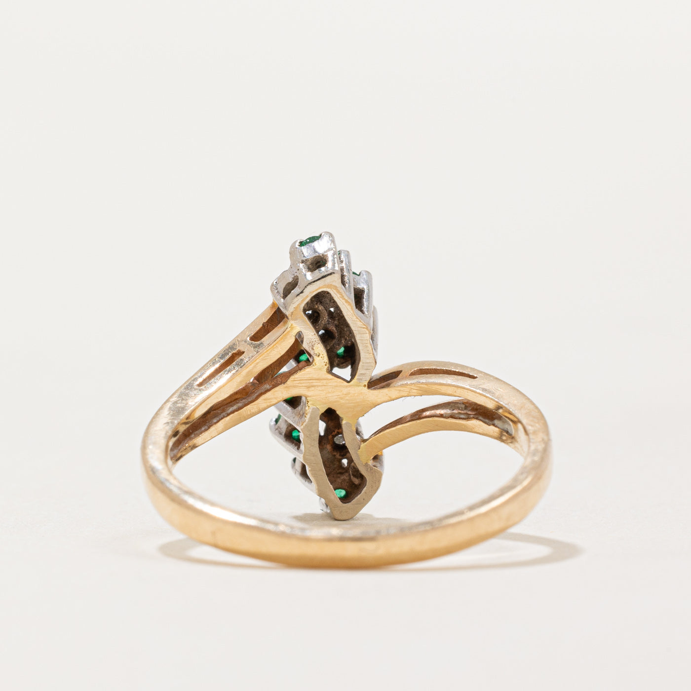 Emerald & Diamond Waterfall Ring | 0.09ctw, 0.06ctw | SZ 6.5 |