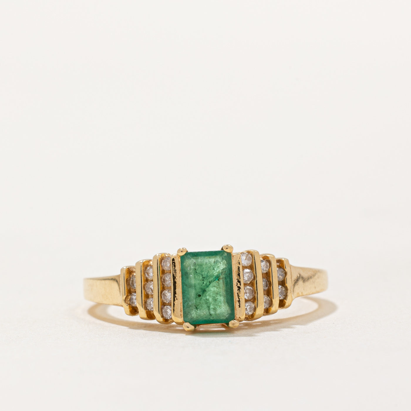 Emerald & Diamond Ring | 0.46ct, 0.10ctw | SZ 8.75 |