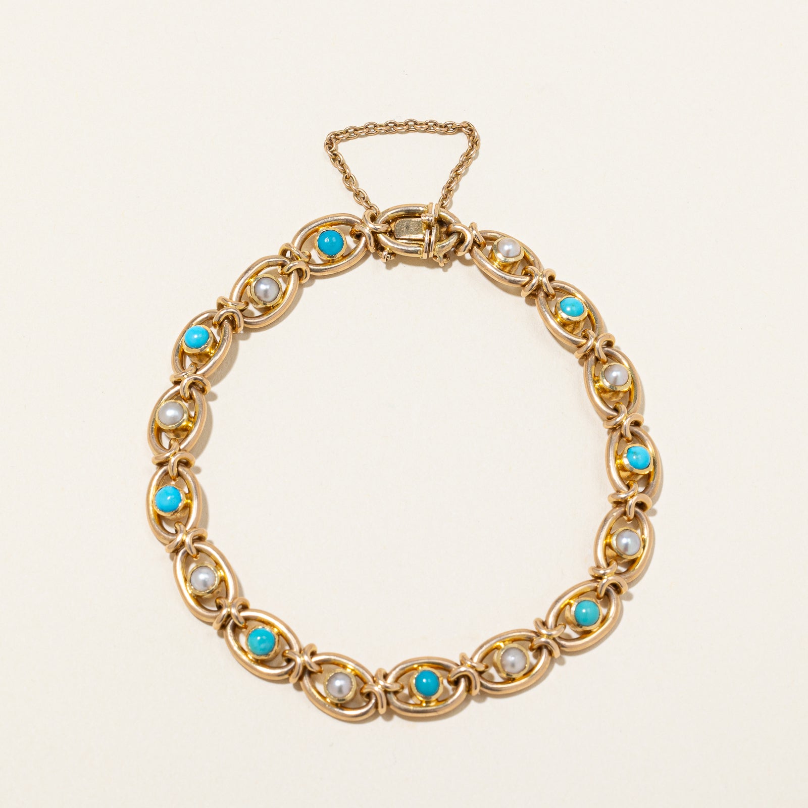 Turquoise & Pearl Bracelet | 1.20ctw | 7" |