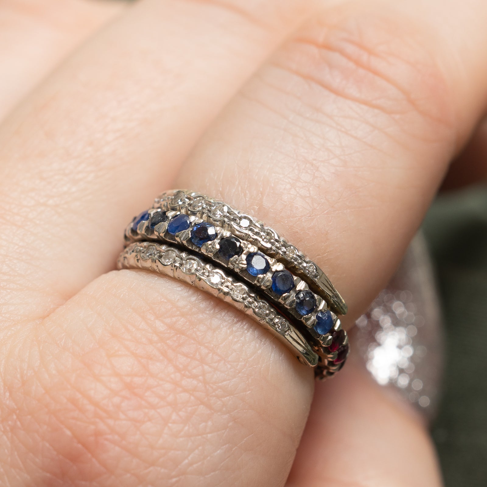 Ruby, Sapphire & Diamond Eternity Ring | 1.00ctw, 0.17ctw | SZ 7 |