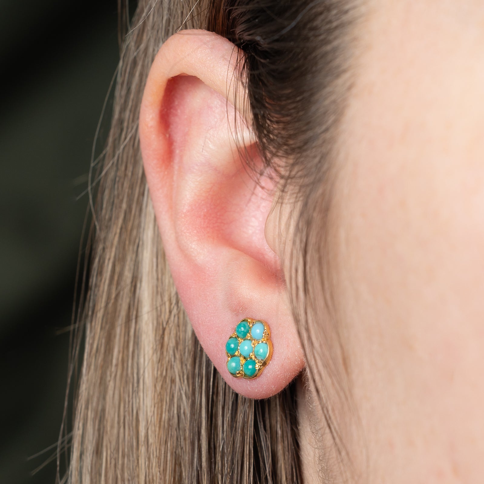Boucles d'oreilles puces en turquoise | 1,00 ct |