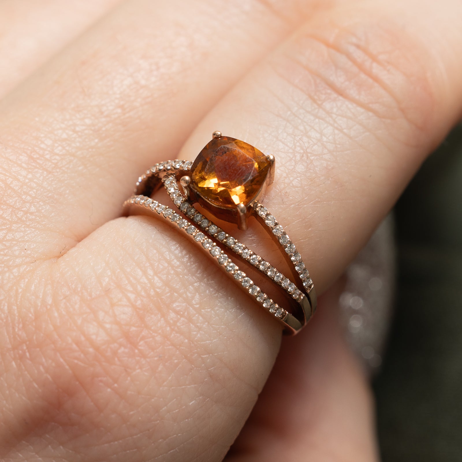 Citrine & Diamond Crossover Ring | 1.10ct, 0.26ctw | SZ 7.25 |