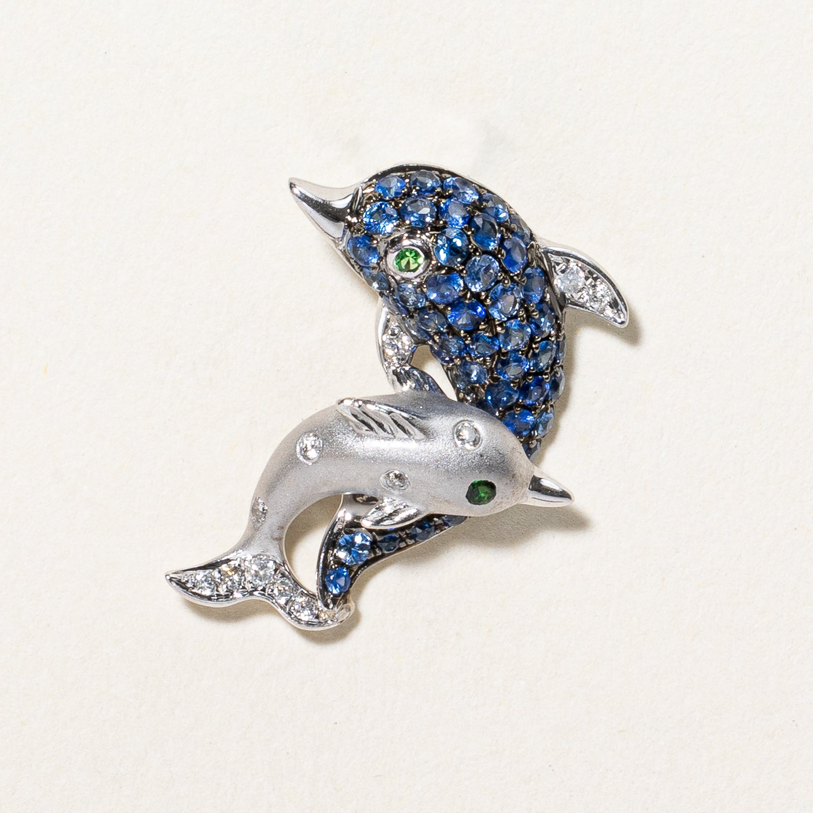 Multi Gemstone Dolphin Pendant | 0.60ctw, 0.05ctw, 0.002ctw |
