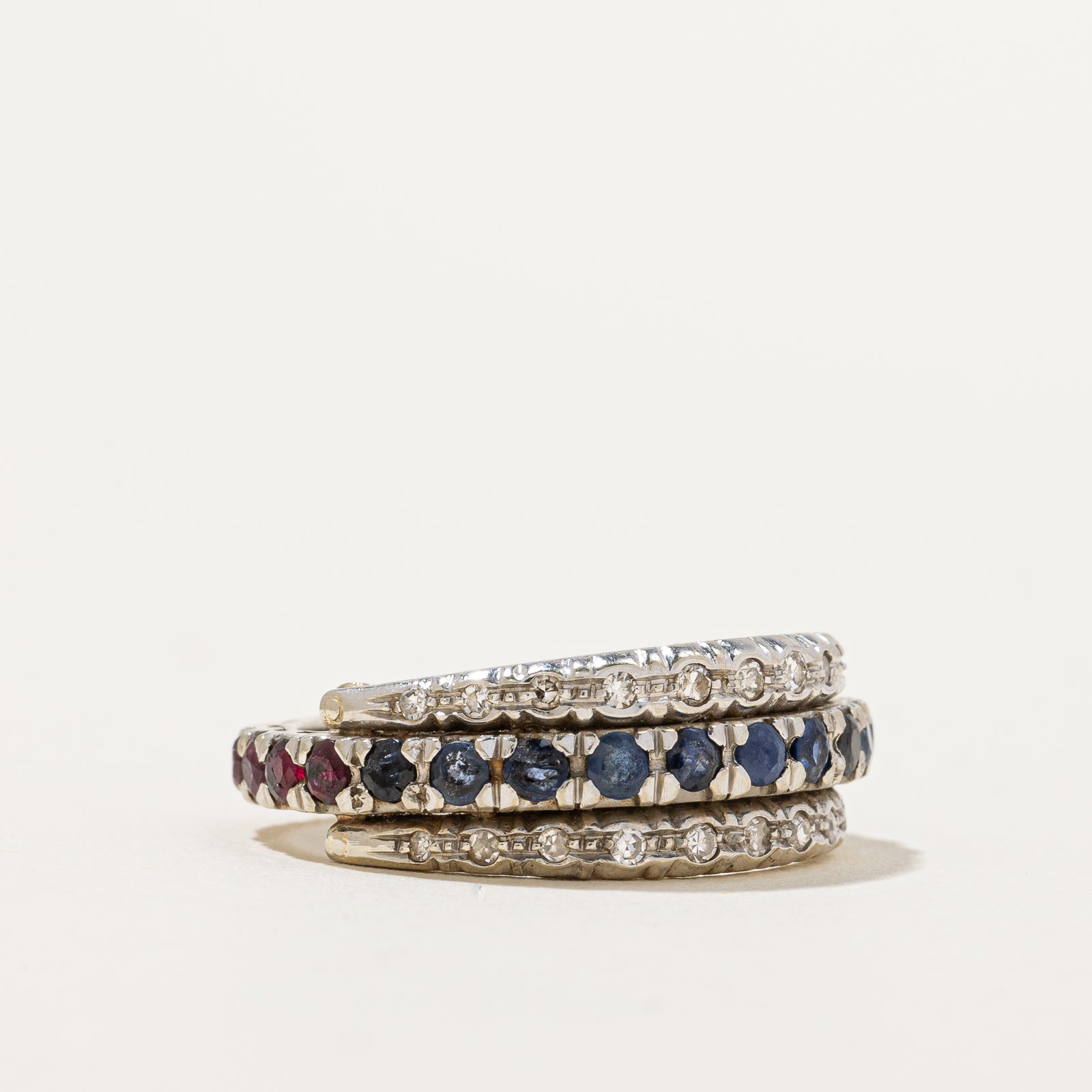 Ruby, Sapphire & Diamond Eternity Ring | 1.00ctw, 0.17ctw | SZ 7 |