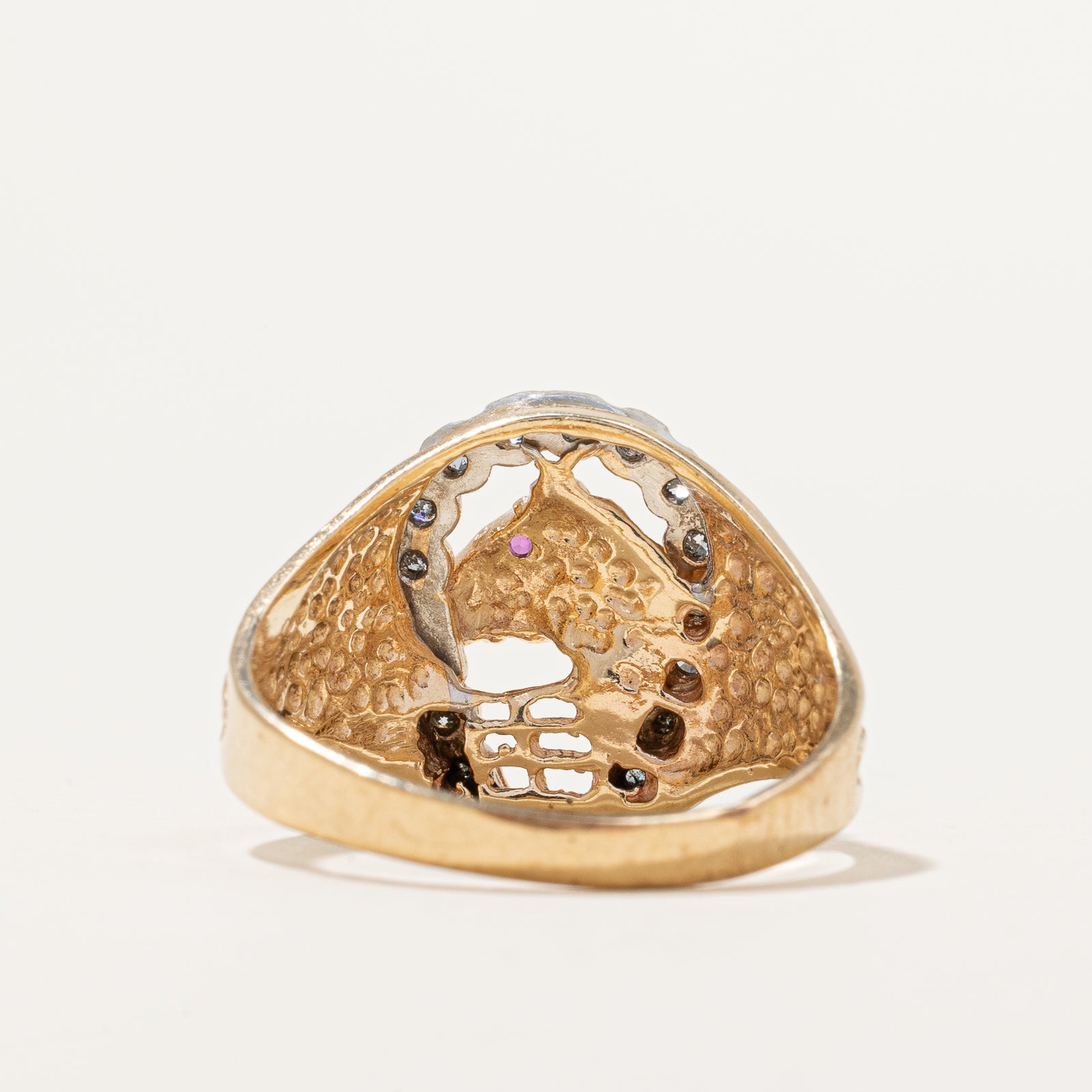 Diamond & Ruby Horse Cocktail Ring | 0.21ctw, 0.02ct | SZ 9 |