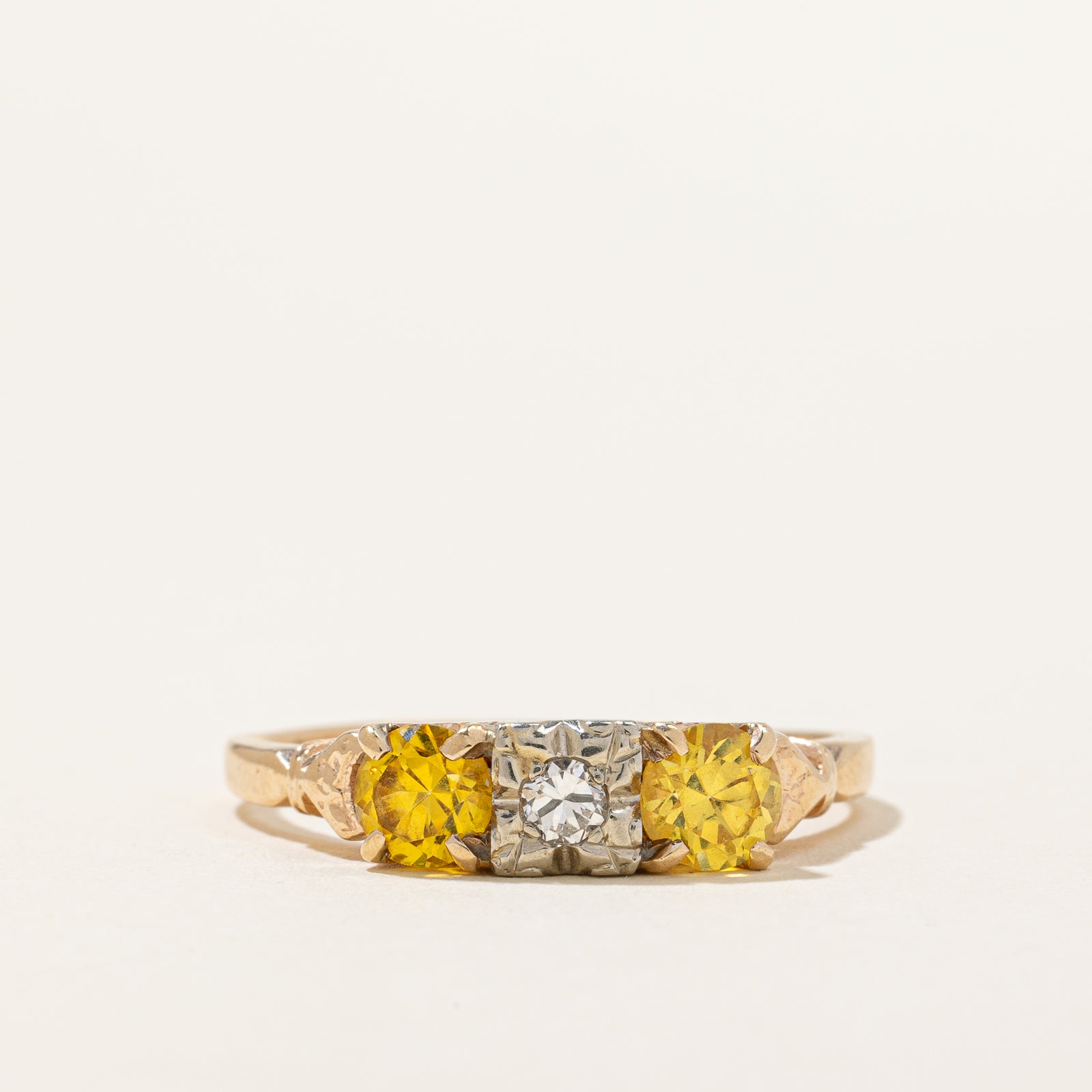 Synthetic Yellow Sapphire & Illusion Set Diamond Ring | 0.78ctw, 0.07ctw | SZ 7.5 |