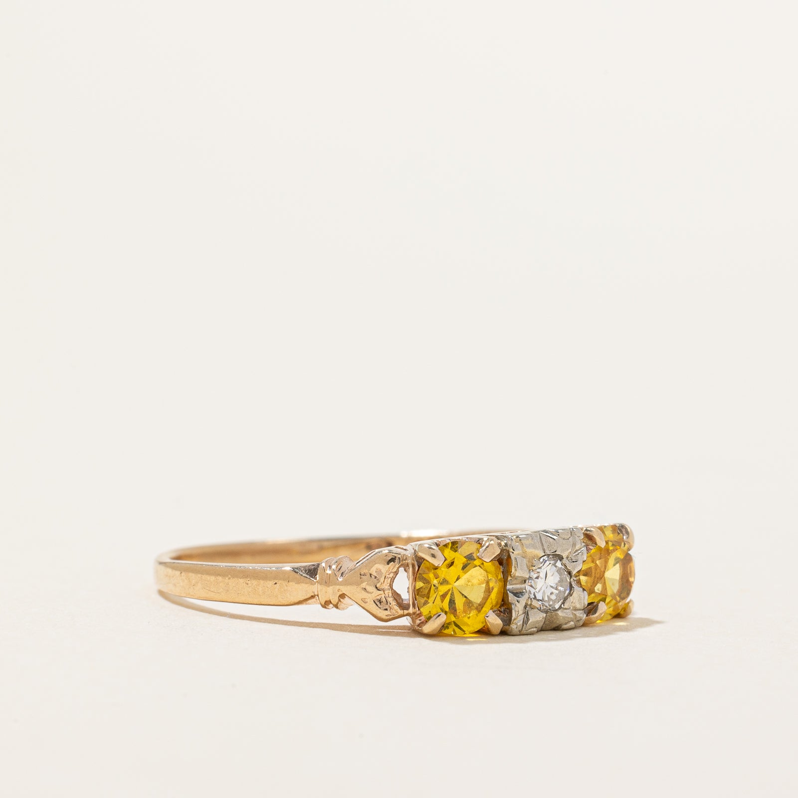 Synthetic Yellow Sapphire & Illusion Set Diamond Ring | 0.78ctw, 0.07ctw | SZ 7.5 |