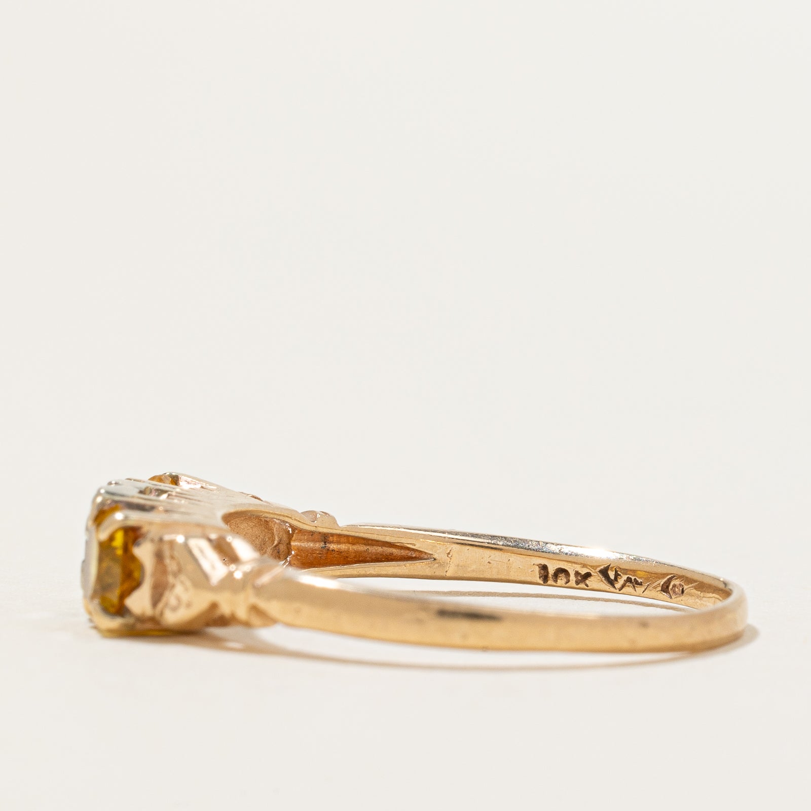 Synthetic Yellow Sapphire & Illusion Set Diamond Ring | 0.78ctw, 0.07ctw | SZ 7.5 |