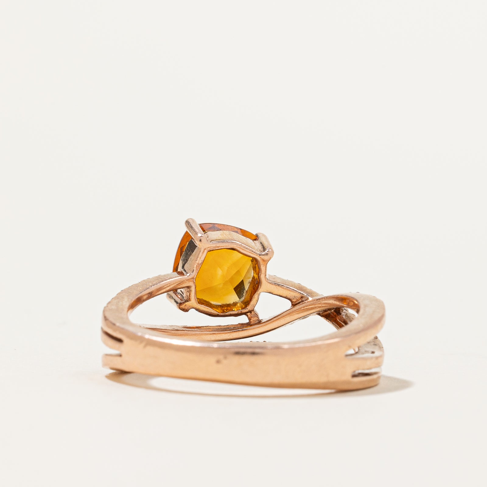 Citrine & Diamond Crossover Ring | 1.10ct, 0.26ctw | SZ 7.25 |