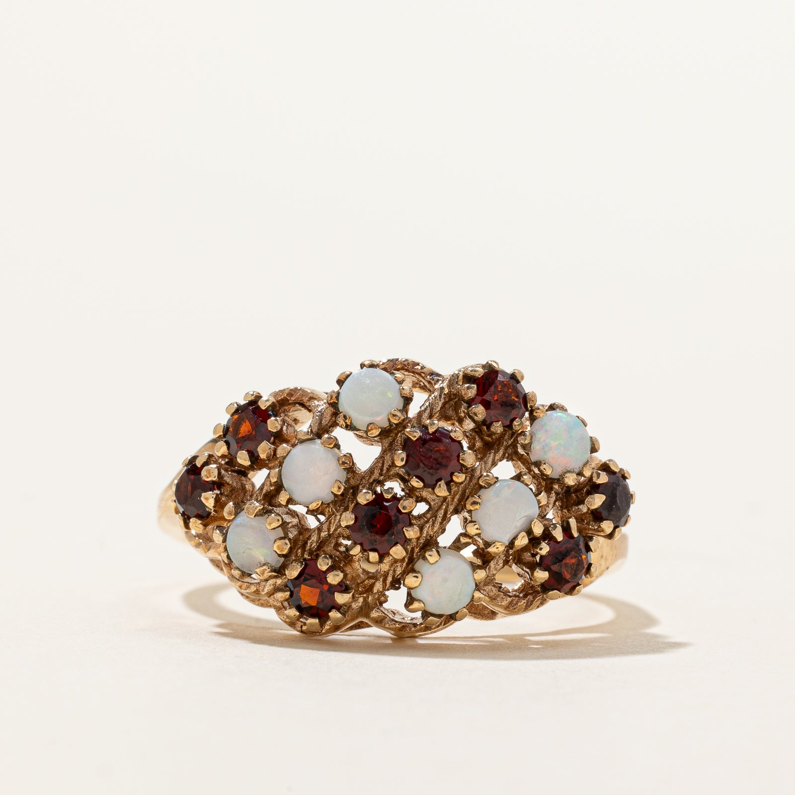 Opal & Garnet Dome Ring | 0.48ctw, 0.80ctw | SZ 9.5 |