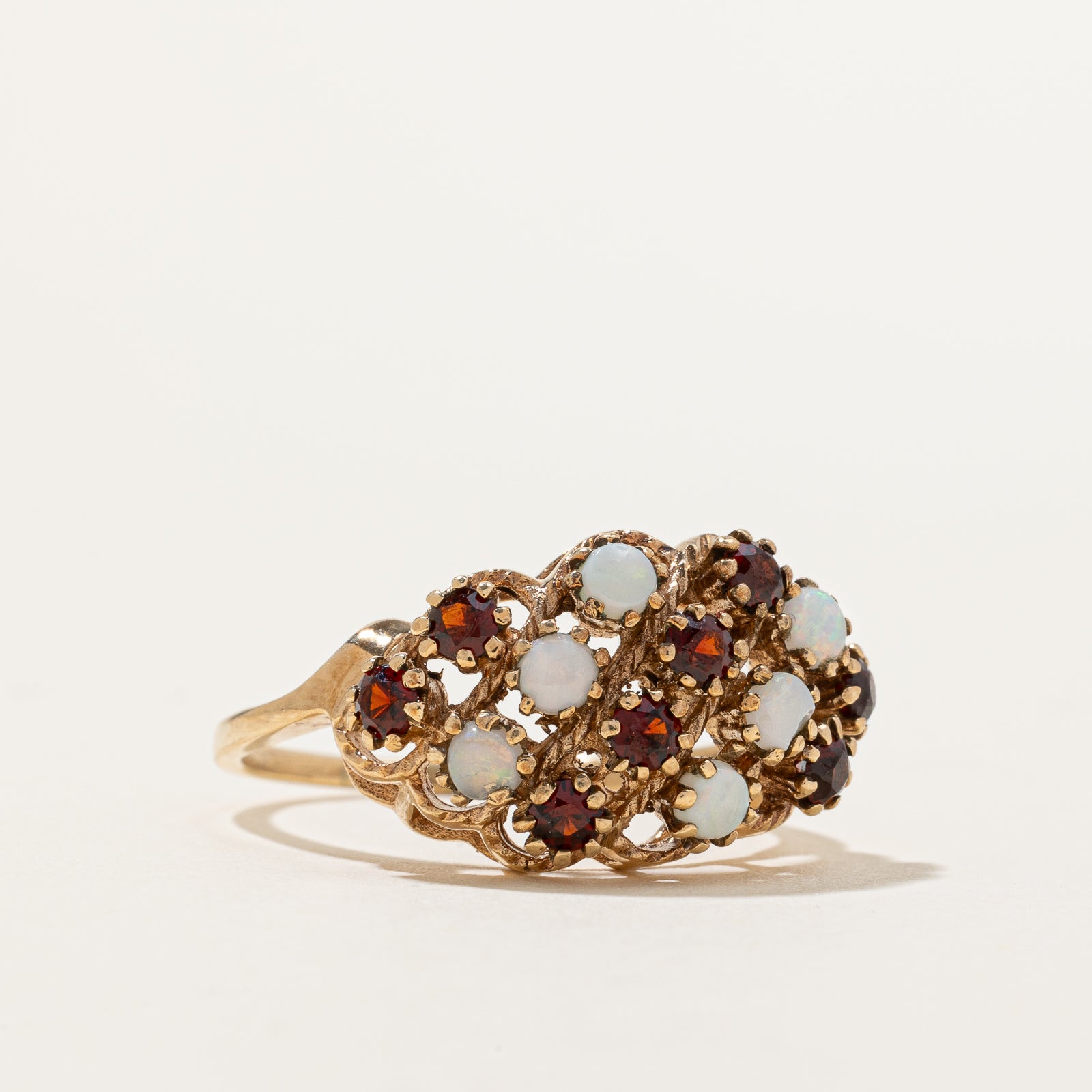Opal & Garnet Dome Ring | 0.48ctw, 0.80ctw | SZ 9.5 |