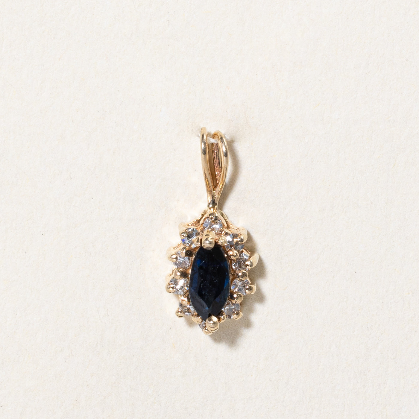 Marquise Sapphire & Diamond Halo Pendant | 0.22ct, 0.10ctw |