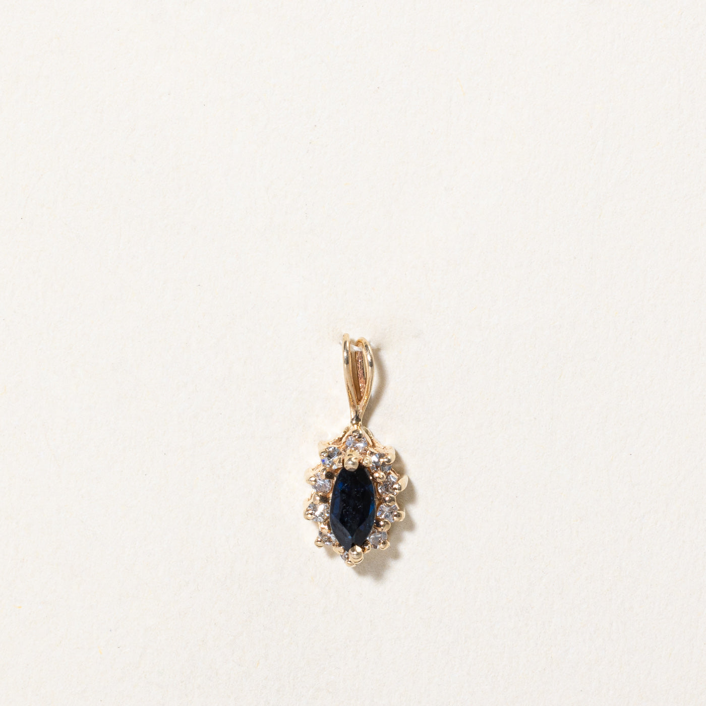 Marquise Sapphire & Diamond Halo Pendant | 0.22ct, 0.10ctw |