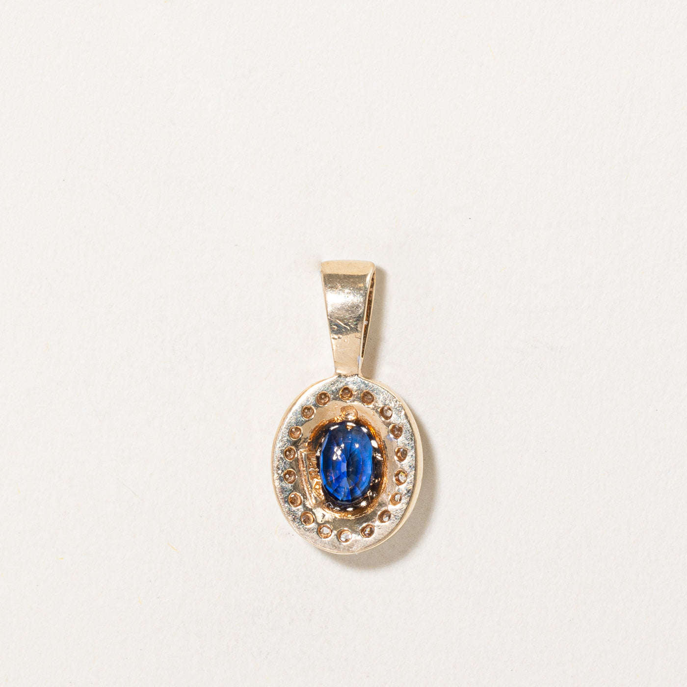 Oval Cut Sapphire & Diamond Halo Pendant | 0.45ct, 0.21ctw |