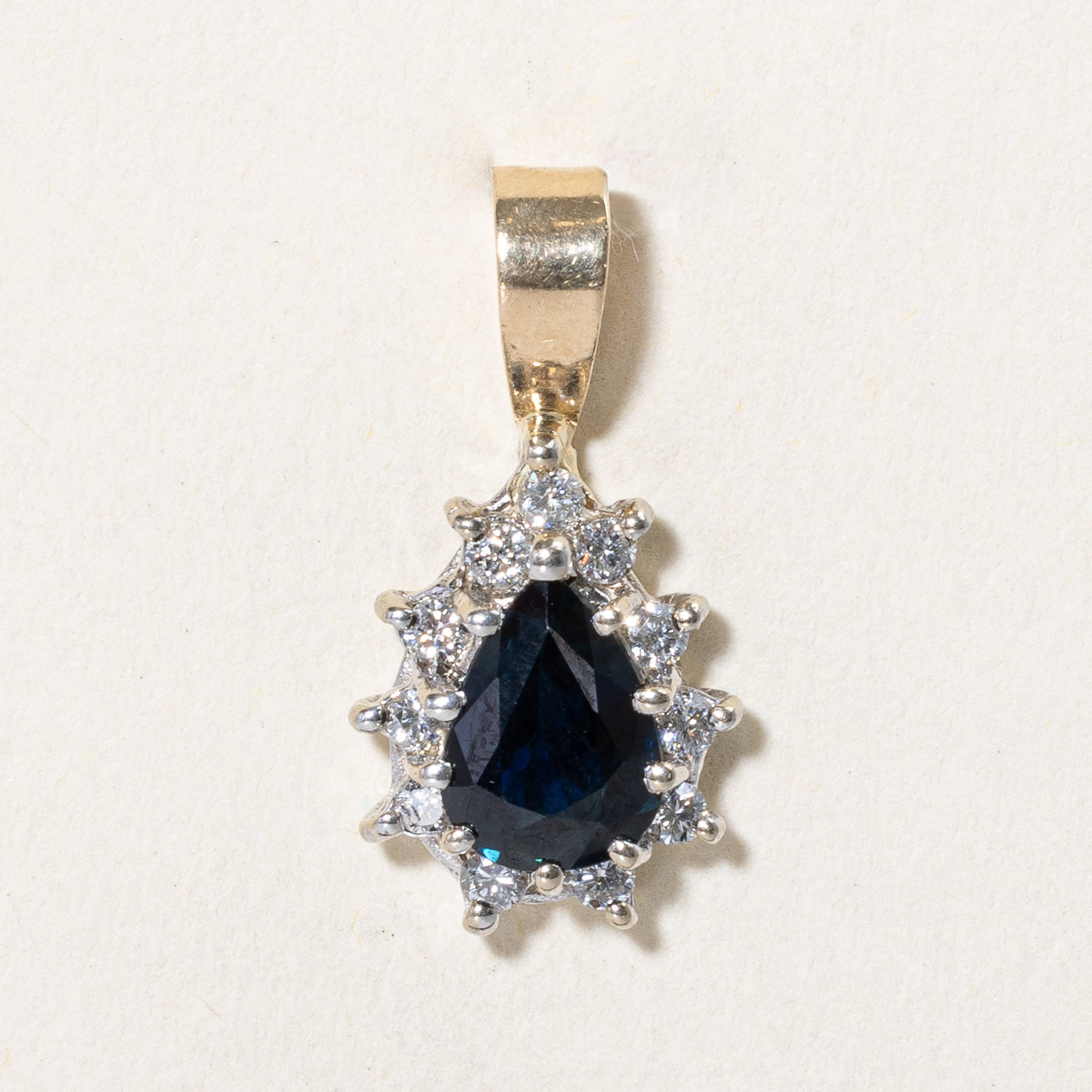 Pear Cut Sapphire & Diamond Halo Pendant | 1.30ct, 0.16ctw |