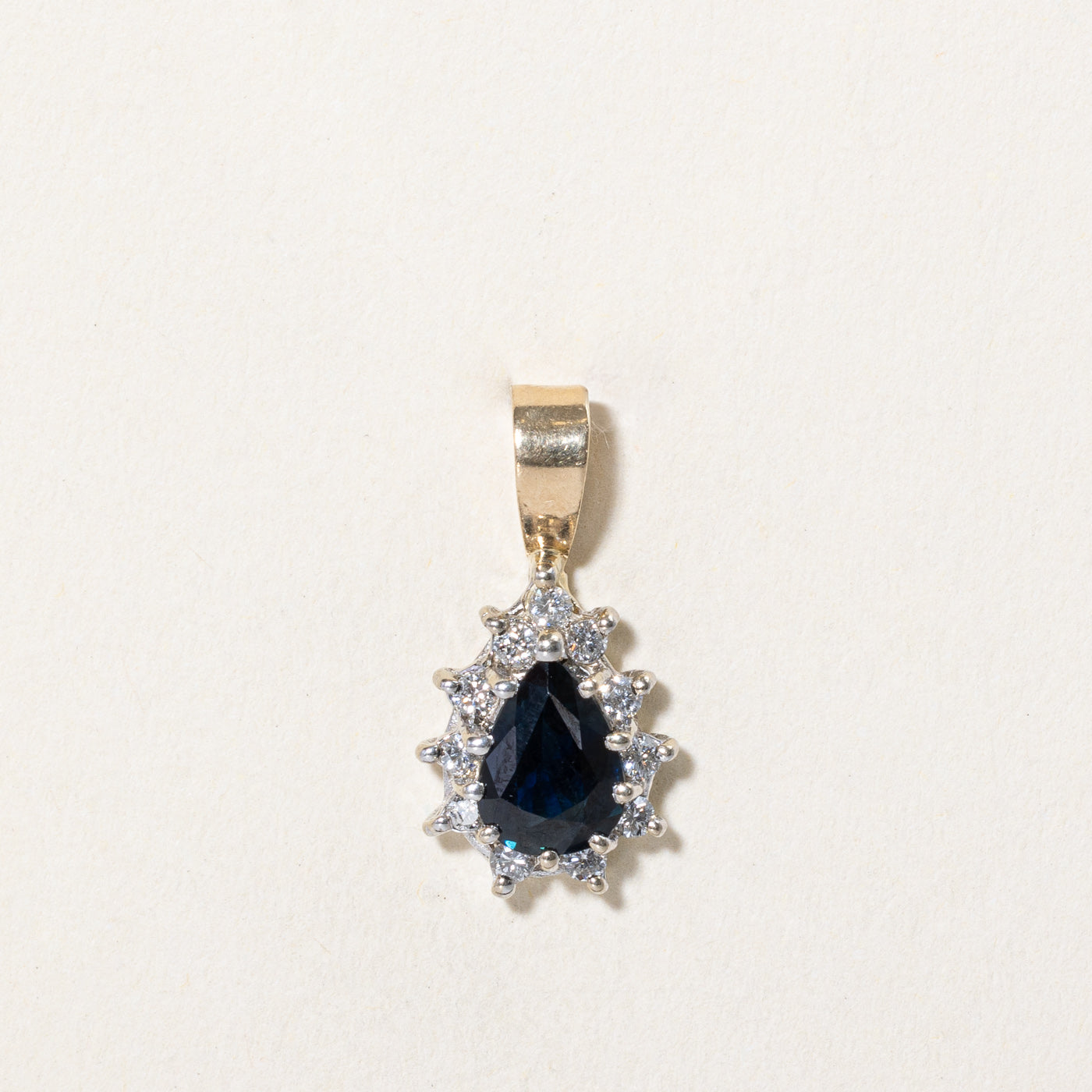 Pear Cut Sapphire & Diamond Halo Pendant | 1.30ct, 0.16ctw |