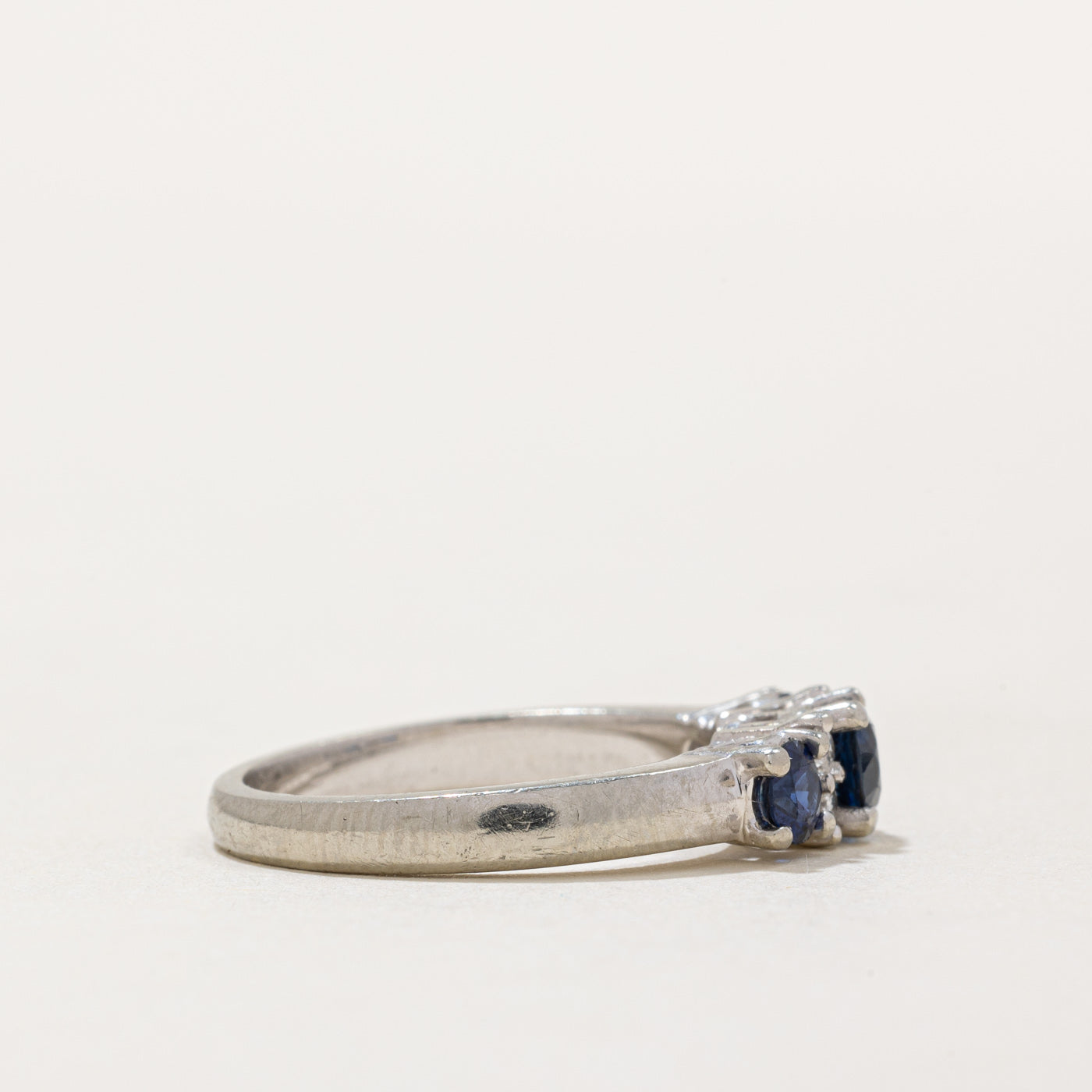 Three Stone Sapphire & Diamond Ring | 0.90ctw, 0.10ctw | SZ 6.5 |