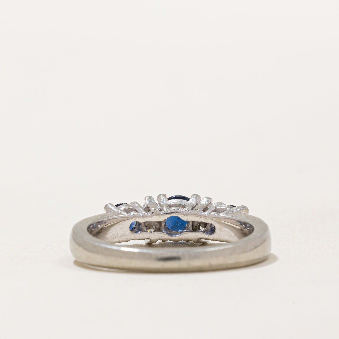 Three Stone Sapphire & Diamond Ring | 0.90ctw, 0.10ctw | SZ 6.5 |