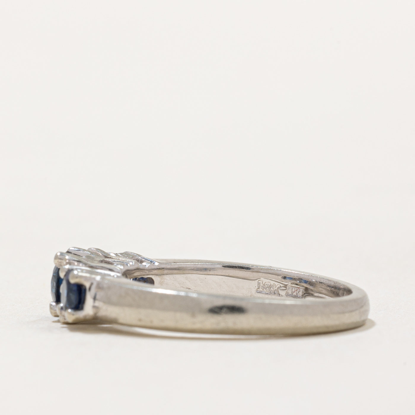 Three Stone Sapphire & Diamond Ring | 0.90ctw, 0.10ctw | SZ 6.5 |