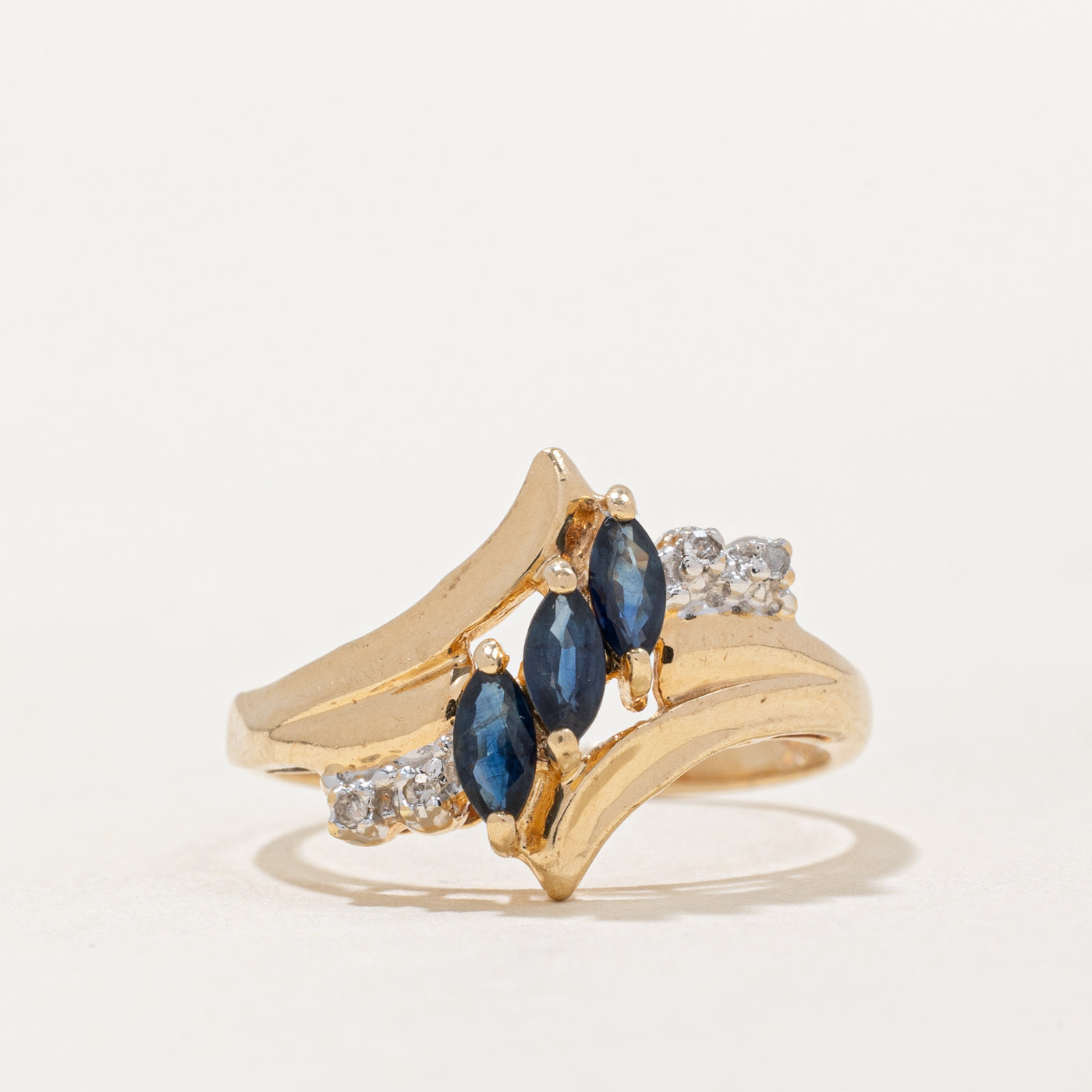 Marquise Cut Sapphire & Diamond Waterfall Ring | 0.30ctw, 0.02ctw | SZ 6.75 |