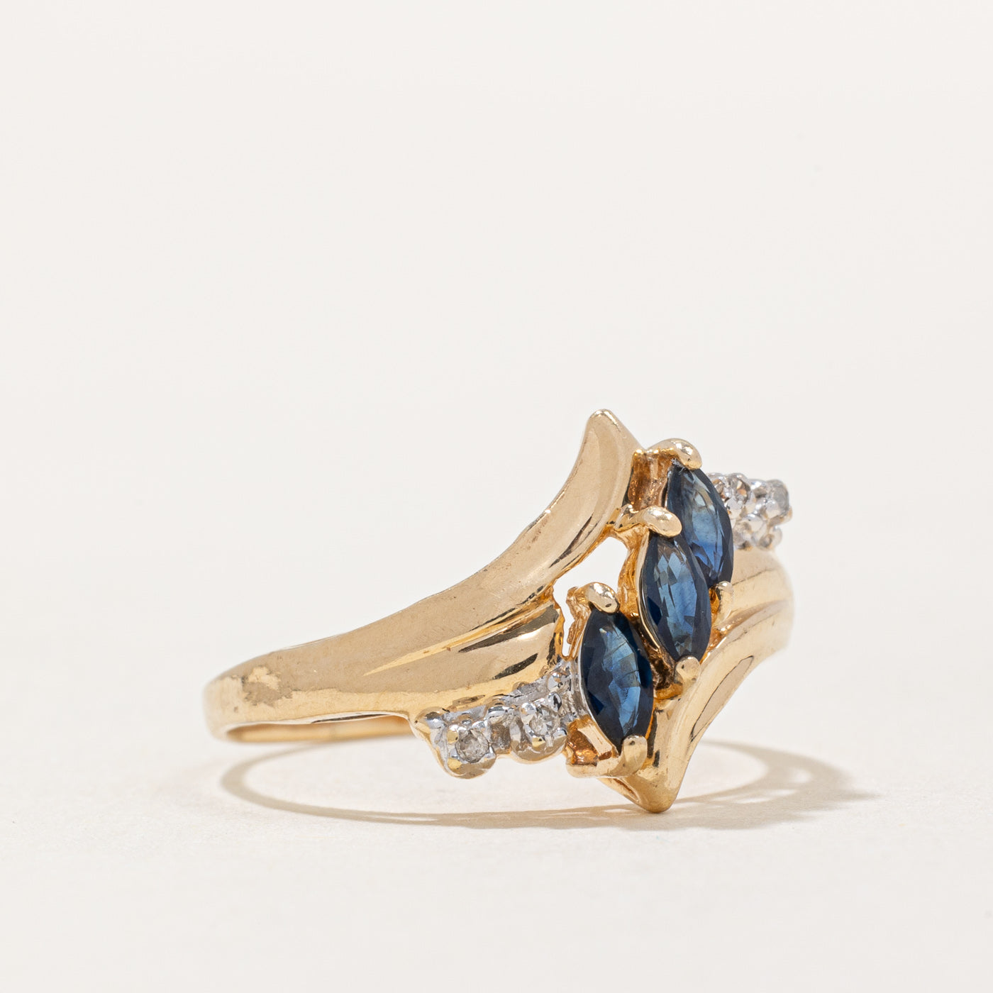Marquise Cut Sapphire & Diamond Waterfall Ring | 0.30ctw, 0.02ctw | SZ 6.75 |