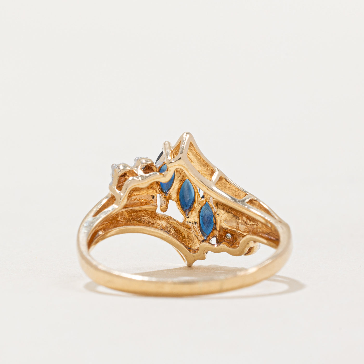 Marquise Cut Sapphire & Diamond Waterfall Ring | 0.30ctw, 0.02ctw | SZ 6.75 |