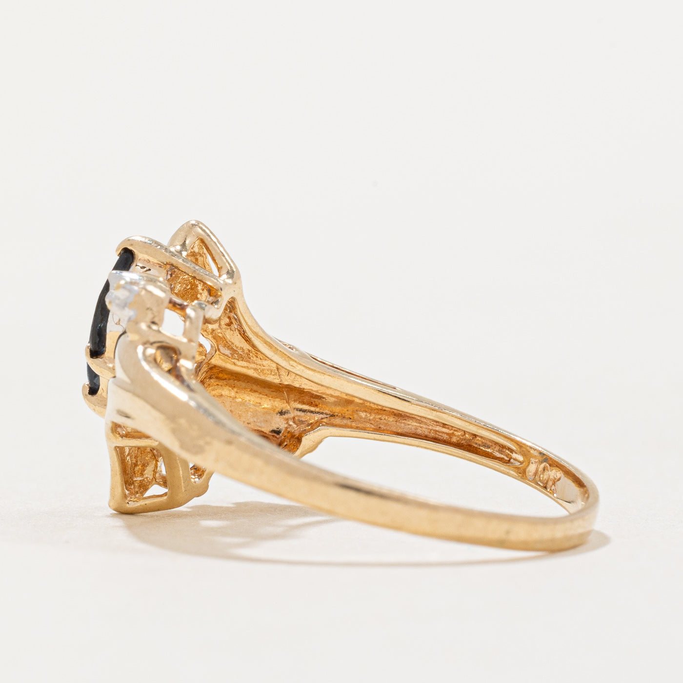 Marquise Cut Sapphire & Diamond Waterfall Ring | 0.30ctw, 0.02ctw | SZ 6.75 |