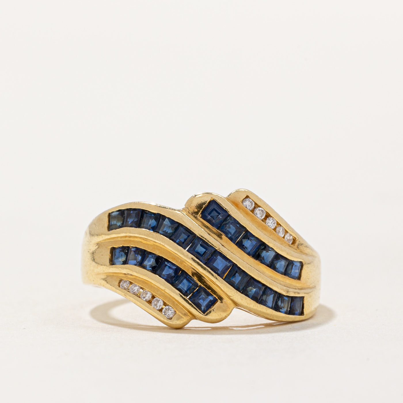 Channel Set Sapphire & Diamond Waterfall Ring | 0.75ctw, 0.05ctw | SZ 6.75 |