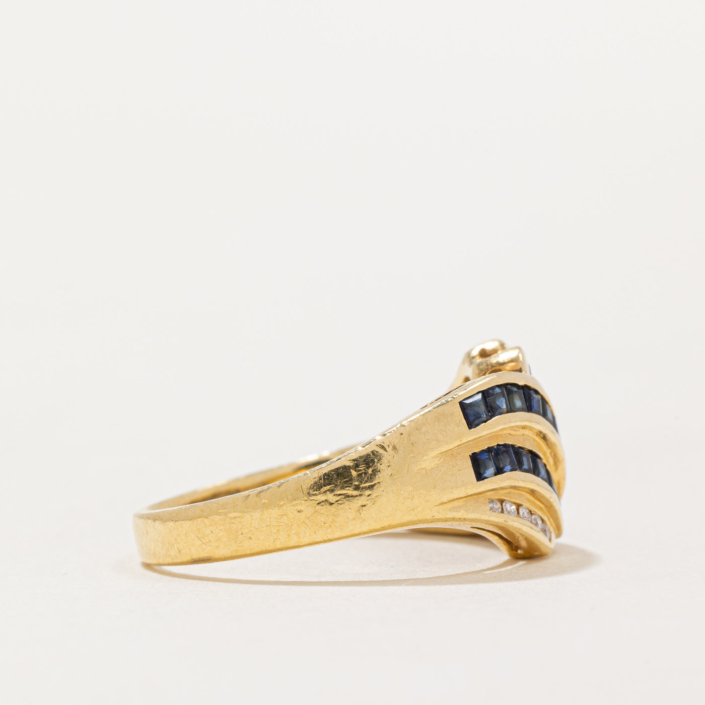 Channel Set Sapphire & Diamond Waterfall Ring | 0.75ctw, 0.05ctw | SZ 6.75 |