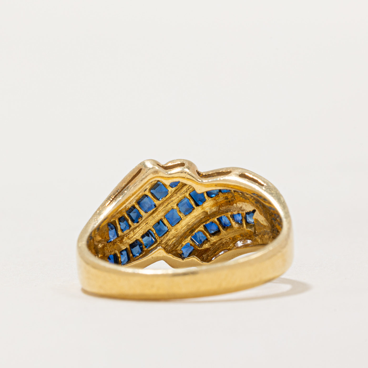 Channel Set Sapphire & Diamond Waterfall Ring | 0.75ctw, 0.05ctw | SZ 6.75 |