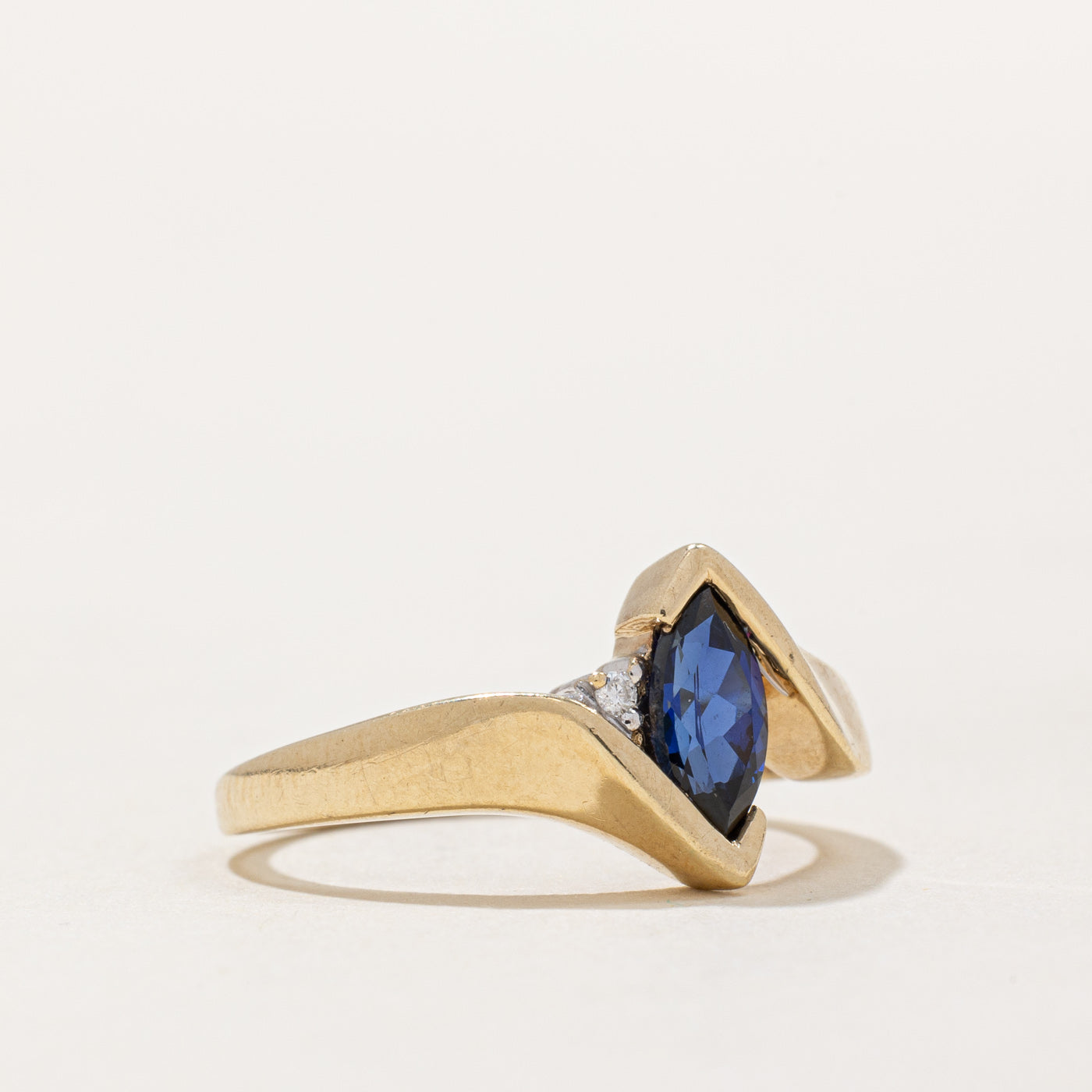 Synthetic Sapphire & Diamond Cocktail Ring | 0.60ct, 0.01ct | SZ 6.25 |