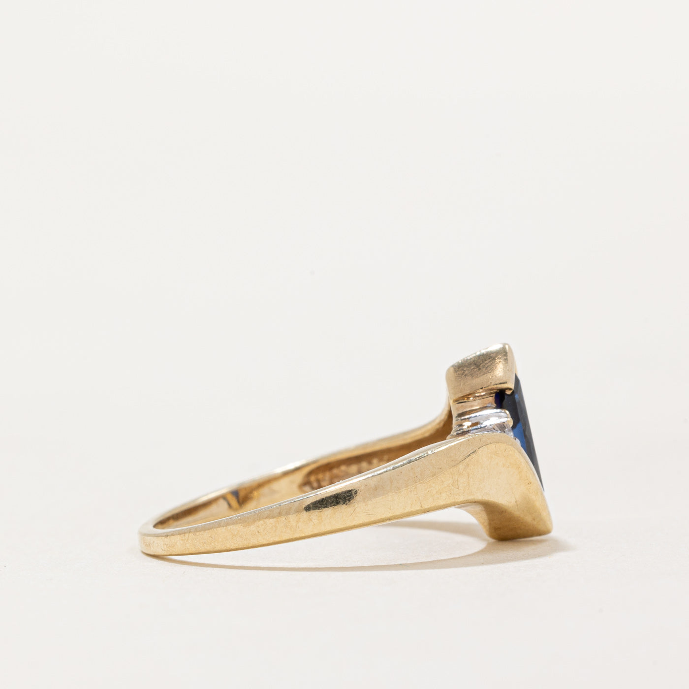 Synthetic Sapphire & Diamond Cocktail Ring | 0.60ct, 0.01ct | SZ 6.25 |
