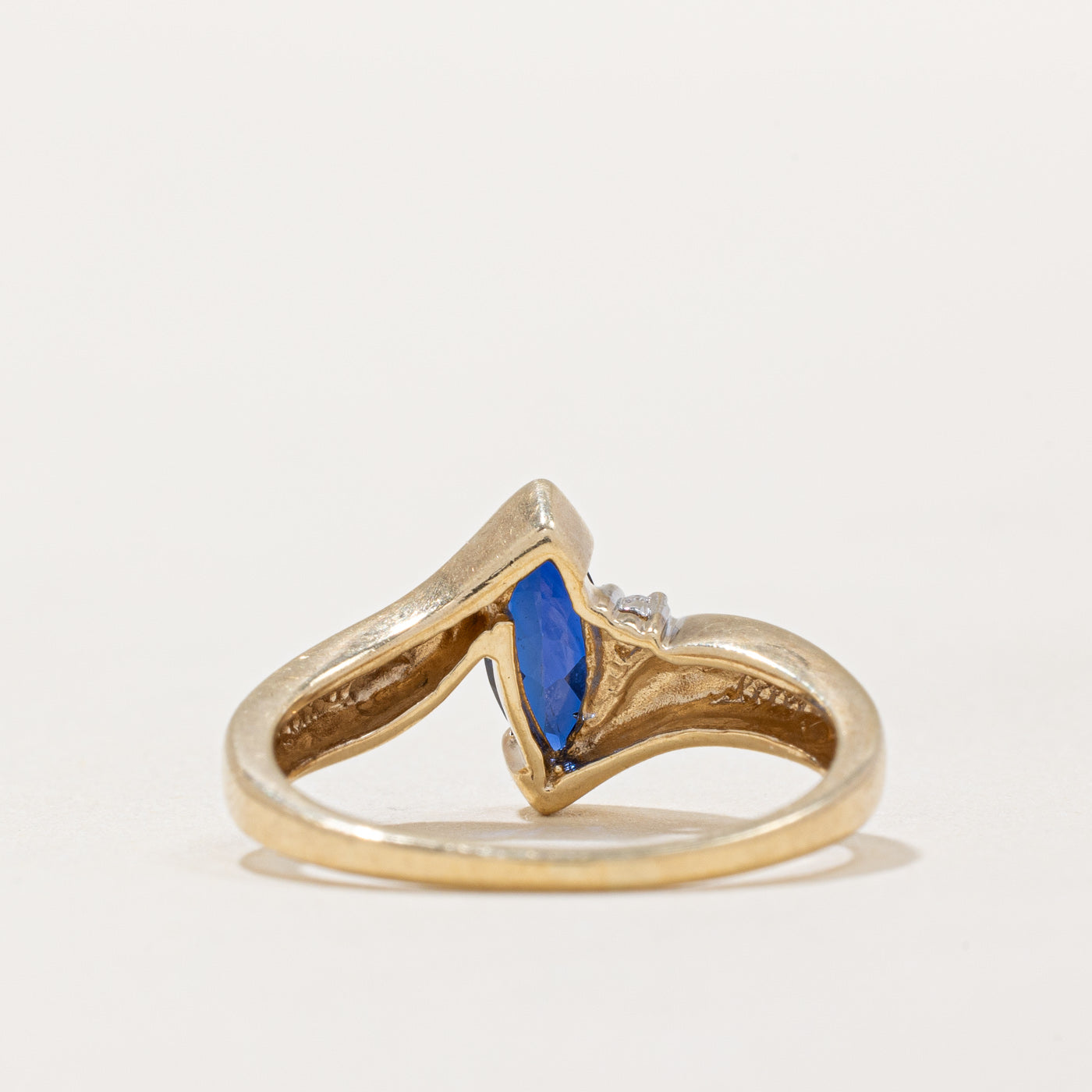 Synthetic Sapphire & Diamond Cocktail Ring | 0.60ct, 0.01ct | SZ 6.25 |